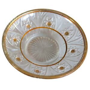 Vintage Turkish Bowl Gilded Gold Star Pattern Lead Crystal Bowl MCM 4"